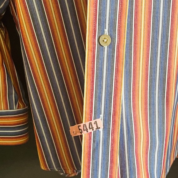 Burberry Men's Multicolor Vertical Stripe Casual Button-Down Shirt Size XL - Picture 8 of 15
